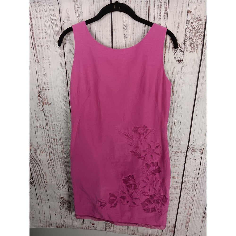 Donna Morgan Midi Dress Women’s 10 Sleeveless Embroidered Silk Linen Blend